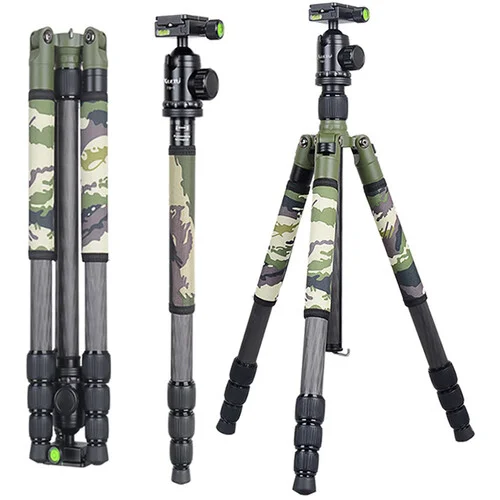 XILETU T284C+FB-1 Arca-Type Ball Head Carbon Fiber Camouflage Tripod - Image 6
