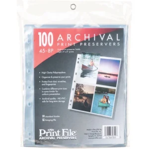 Archival Storage Pages 45-8P for 4x5 Photo Prints, Pack of 100