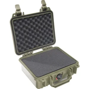 Olive Drab Green Pelican 1200 Protective Case with Foam Insert