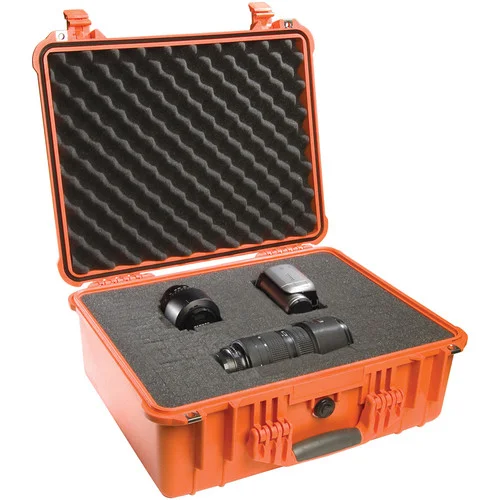 Orange Pelican 1550 Protective Case Featuring Customizable Pluck Foam Interior - Image 4