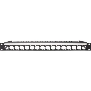 16-Port Unloaded Rackmount Panel with Rear Lacing Bar (1 RU) for Custom Shop