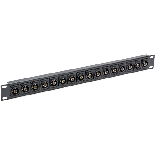 Custom 16-Port Recessed Canare 75-Ohm 12G-SDI BNC Patch Panel (1 RU) for Professional Shops