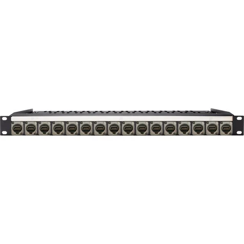 16-Port HDMI 2.0 Feed-Through Patch Panel with Rear Lacing Bar for Custom Shops (1 RU)