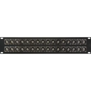 Custom 32-Port 75-Ohm Recessed Neutrik BNC Feed-Thru Patch Panel (2 RU)