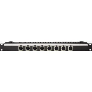 Neutrik NC3FD-L-1 8-Port XLR Female Patch Panel with Rear Lacing Bar for Custom Shop (1 RU)