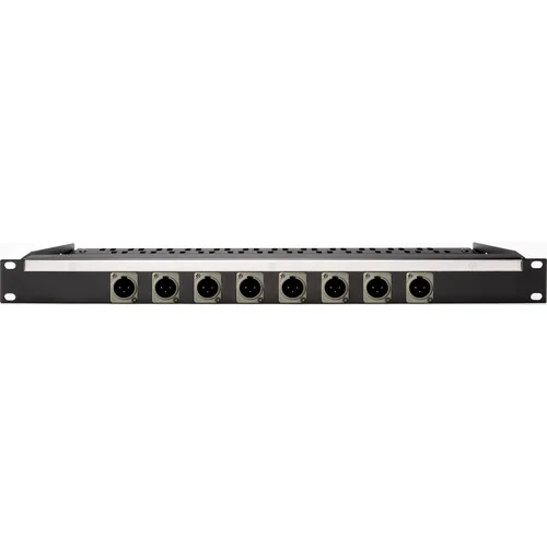 Neutrik NC3MD-L-1 8-Port XLR Male Patch Panel with Rear Lacing Bar for Custom Shop (1 RU)