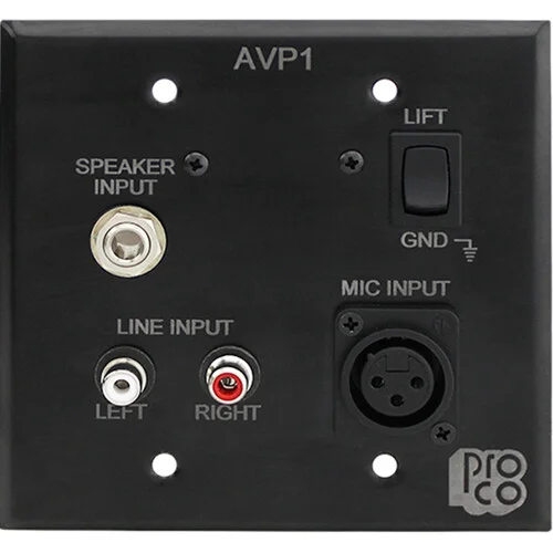 Pro Co Sound AVP-1 Black Wall Plate Interface for Audio and Video