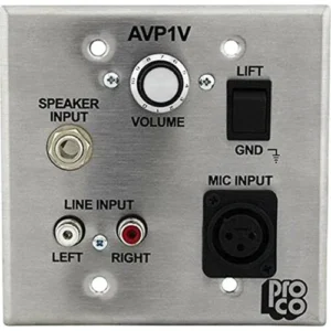 Pro Co Sound AVP-1V - Stainless Steel Wall Plate Audio/Video Interface with Volume Adjustment