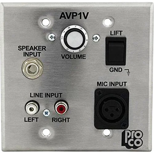 Pro Co Sound AVP-1V - Stainless Steel Wall Plate Audio/Video Interface with Volume Adjustment