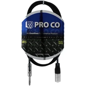 Pro Co Sound Excellines Balanced Stereo Patch Cable, 1/4 Phone Male to XLR Male, 100 Feet