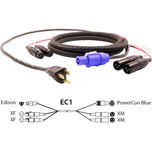 Pro Co Sound EC1 25-Foot Siamese Twin AC and Audio Combination Cable