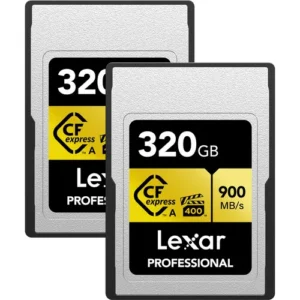 Lexar Professional 320GB CFexpress Type A Gold Series Memory Cards (2-Pack)