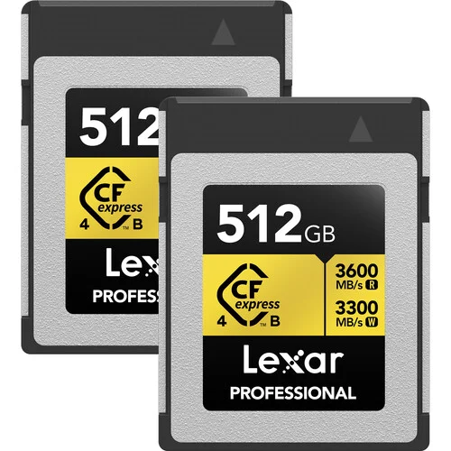 Lexar Professional 512GB GOLD CFexpress Type B 4.0 Memory Card (2-Pack)