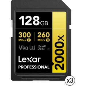 Lexar Professional 2000x UHS-II SDXC 128GB Memory Cards - 3 Pack