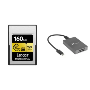 Lexar Professional 160GB CFexpress Type A GOLD Series Memory Card with Dual-Slot USB-C 3.2 Gen 2 Card Reader