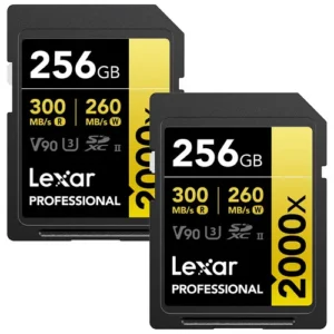 Lexar Professional 2000x UHS-II SDXC 256GB Memory Cards (2-Pack)