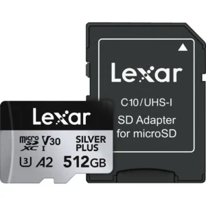 Lexar Professional 512GB SILVER PLUS UHS-I microSDXC Card Includes SD Adapter