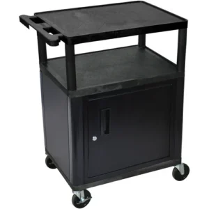 Luxor 34-Inch LP Table with Storage Cabinet in Black and Gray