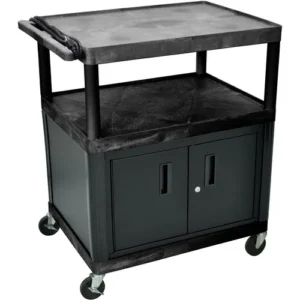 40 Luxor LP Table with 32x24 Cabinet and 3-Outlet Electrical in Black