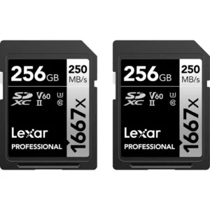 Lexar Professional 256GB UHS-II SDXC 1667x Memory Cards (2-Pack)