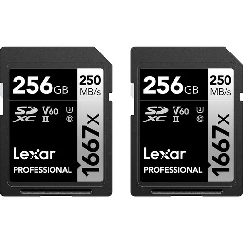 Lexar Professional 256GB UHS-II SDXC 1667x Memory Cards (2-Pack)