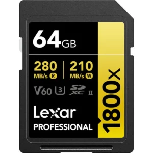 Lexar Professional 64GB 1800x UHS-II SDXC Gold Series Memory Card (2-Pack)