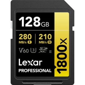 Lexar Professional 1800x UHS-II SDXC 128GB Memory Card (2-Pack, Gold Series)