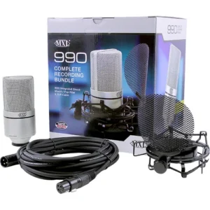 MXL 990 Champagne Condenser Microphone Bundle with SMP-1 Shock Mount and XLR Cable - Large-Diaphragm Cardioid