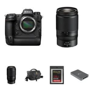 Nikon Z9 Mirrorless Camera with 28-75mm f/2.8 Lens, 70-180mm f/2.8 Lens, and Essential Bundle Kit