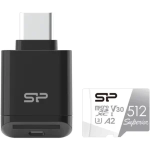 Silicon Power 512GB UHS-I microSDXC High-Performance Memory Card with SD Adapter and Reader