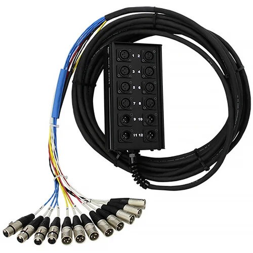StageMaster Pro Co Sound 12-Channel Stage Box with Fanout - 8 Send & 4 XLR Male Return Cables (75 Feet)