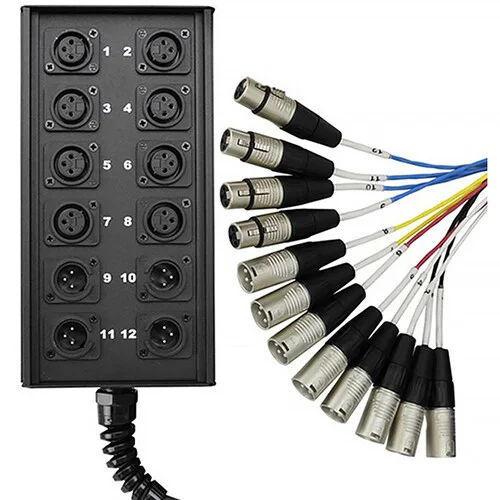 StageMaster Pro Co Sound 12-Channel Stage Box with Fanout - 8 Send & 4 XLR Male Return Cables (75 Feet) - Image 2
