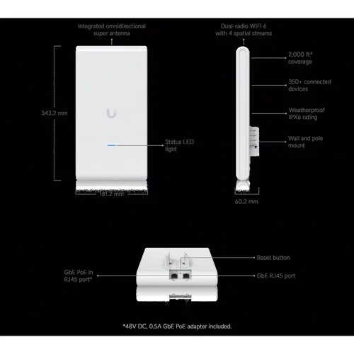 Ubiquiti UniFi U6 Mesh Pro Dual-Band Wi-Fi 6 Indoor/Outdoor Access Point - Image 5