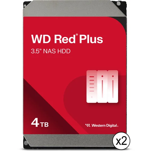 WD Red Plus 4TB 5400 RPM SATA III 3.5-Inch Internal NAS Hard Drive (2 Drives)