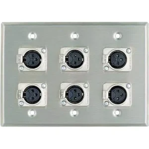Pro Co Sound WP3002 Wall Plate with 6 XLR Female Connectors in 3-Gang Configuration