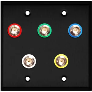 Custom Shop 5-BNC 2-Gang Wall Plate with Black Anodized Canare Terminals