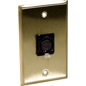 Brass 5-Pin XLR Female DMX Wall Plate for Custom Shops