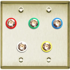 Custom Shop 5-BNC 2-Gang Wall Plate with Brass Canare Terminals