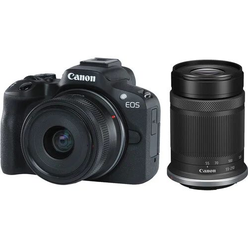 Canon EOS R50 Black Mirrorless Camera with 18-45mm & 55-210mm Lens Kit