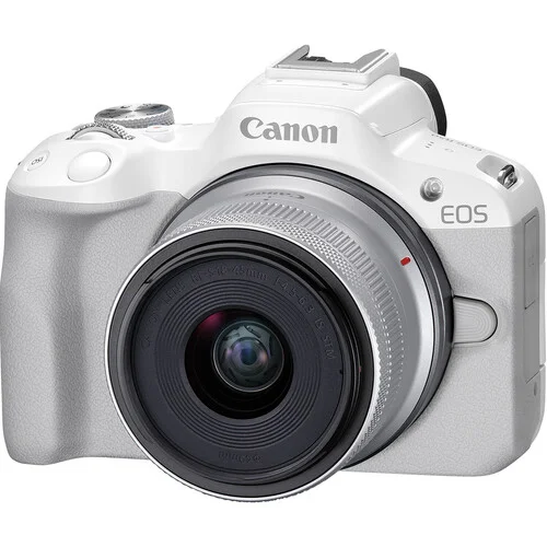 Canon EOS R50 White Mirrorless Camera with 18-45mm Lens Kit