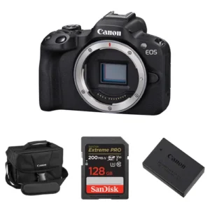 Canon EOS R50 Black Mirrorless Digital Camera with Essential+ Accessory Bundle